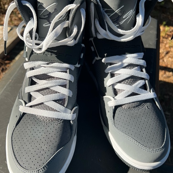 Gray and White High-Top Sneakers - Picture 5 of 10